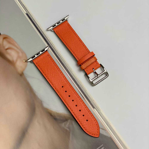 Кожаный ремешок Hermes New Leather для Apple Watch 38/40/41mm Orange
